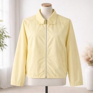 Vintage Nike SB Pale Yellow Full Zip Windbreaker Pockets Jacket Coat L